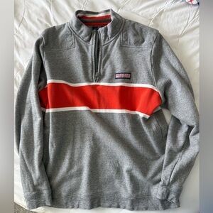 Vineyard Vines Gray Quarter-Zip Pullover with Orange Stripe